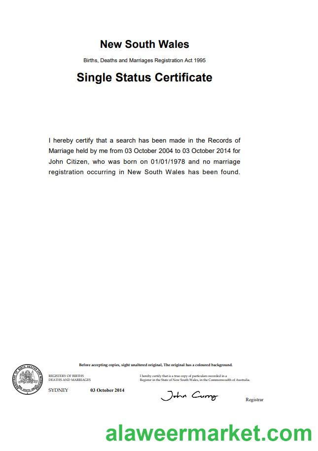 Australia New South Wales divorce certificate template in Word